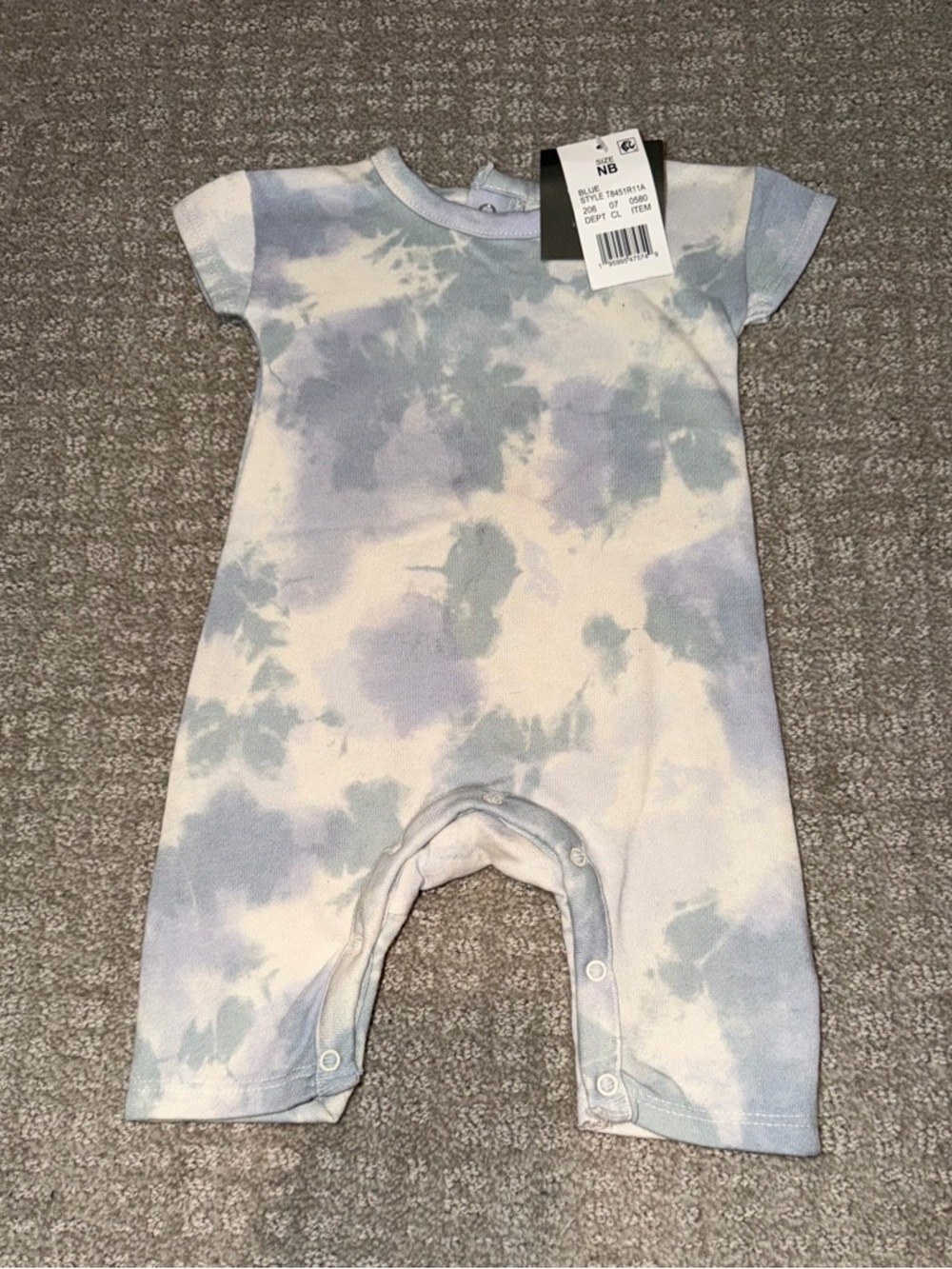 Grayson mini Romper One-Piece Blue White Tie Dye Short Sleeve Size Newborn
